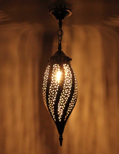 Moroccan Silver Copper Chandelier Mabrouma PT,...
