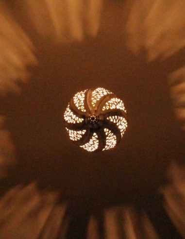 Lustre marocain en cuivre argenté Mabrouma PT,...