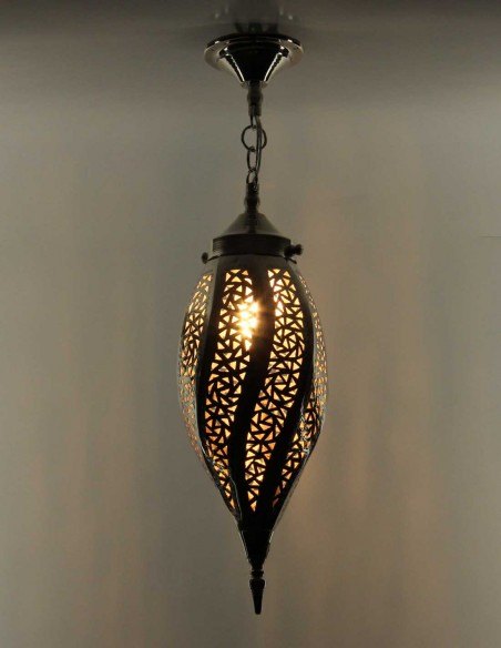 Moroccan Silver Copper Chandelier Mabrouma PT, 21.5 in