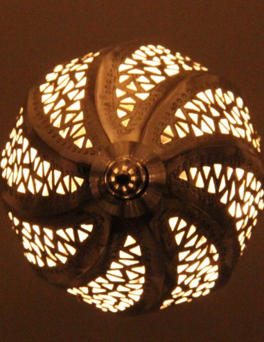 Moroccan Silver Copper Chandelier Mabrouma PT,...