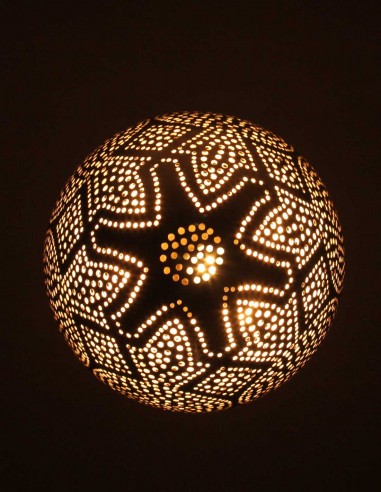 Moroccan Silver Copper Egg Chandelier, 22 in