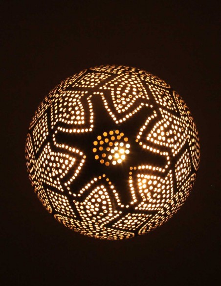 Lustre marocain en cuivre argenté œuf, 22 po