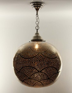 Moroccan Silver Copper Round Chandelier GM, 27 in 2