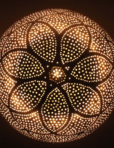 Moroccan Silver Copper Round Chandelier GM, 27 in