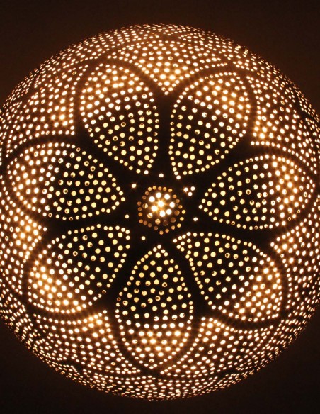 Lustre marocain en cuivre argenté rond GM, 27 po