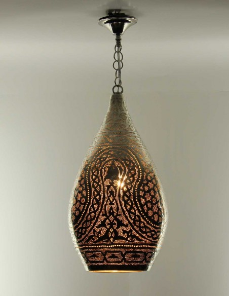 Moroccan Silver Copper Chandelier Damaa GT, 23 in