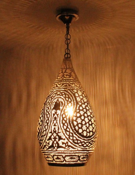 Lustre marocain en cuivre argenté Damaa GT, 23 po