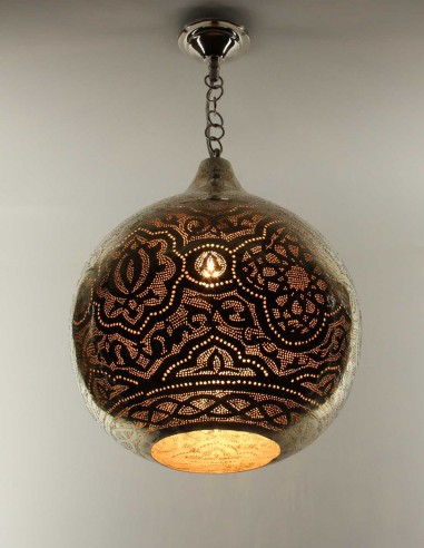 Moroccan Silver Copper Round-B Chandelier TM,...