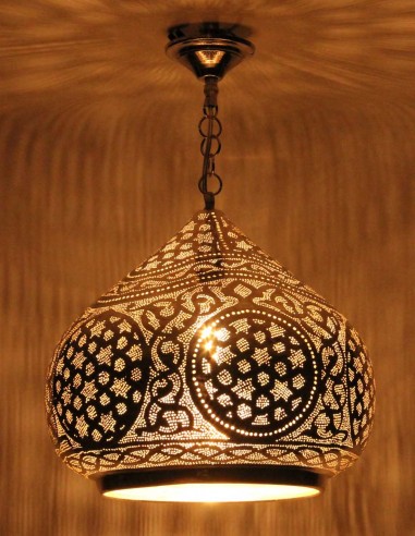 Silver openwork Moroccan chandelier Ottoman BS