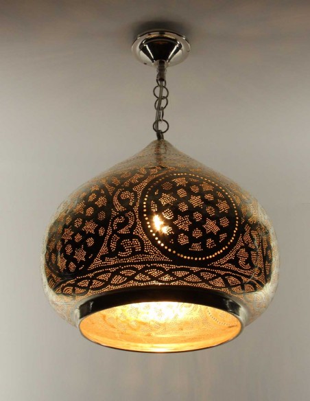 Moroccan Silver Copper Ottoman Chandelier GT, 19 in