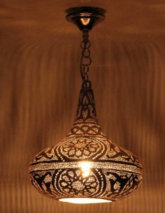 Moroccan Silver Copper Ottoman Chandelier PT, 19 in