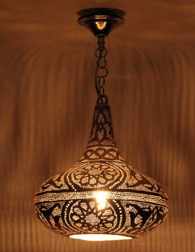 Lustre marocain en cuivre argenté ottoman PT,...