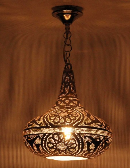 Lustre marocain en cuivre argenté ottoman PT, 19 po