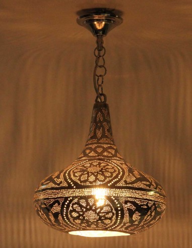 Lustre marocain en cuivre argenté ottoman PT,...