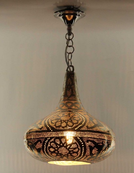 Lustre marocain en cuivre argenté ottoman PT, 19 po