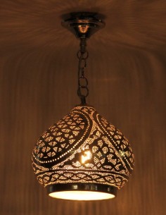 Moroccan Silver Copper Ottoman Chandelier PTT, 14 in