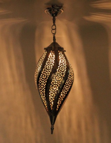 Lustre marocain en cuivre argenté Mabrouma GT,...