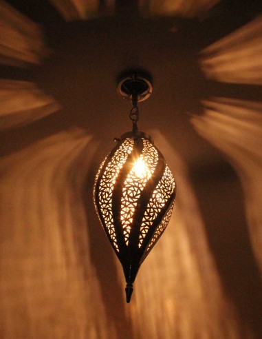 Lustre marocain en cuivre argenté Mabrouma GT,...