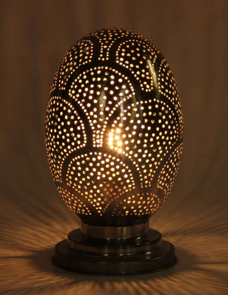 Lampe de table marocaine en cuivre argenté, œuf PT, 10,5 po