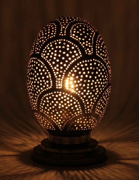 Moroccan Silver Copper Egg Table Lamp PT, 10.5 in