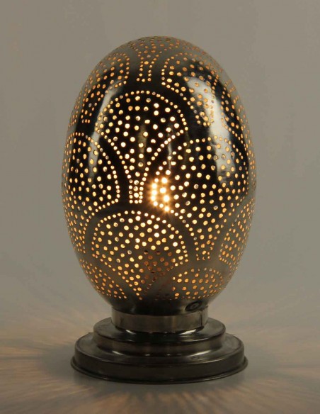 Moroccan Silver Copper Egg Table Lamp PT, 10.5 in
