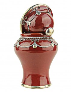 Moroccan sugar bowl, burgundy with metal trim, large 2