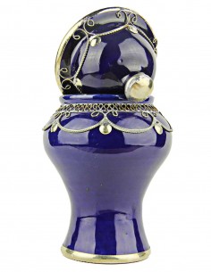 Sucrier marocain bleu roi cerclé de métal, grand modèle 2