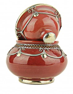 Sucrier marocain rouge brique cerclé de métal, petit modèle 2