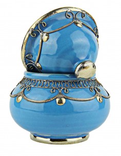 Sucrier marocain bleu ciel cerclé de métal, petit modèle 2