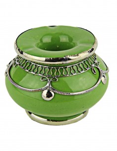Cendrier marocain T1 vert pomme à filigrane argenté
