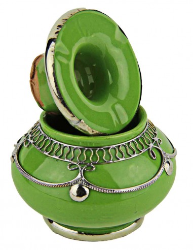 Moroccan ashtray T1, apple green with silver...