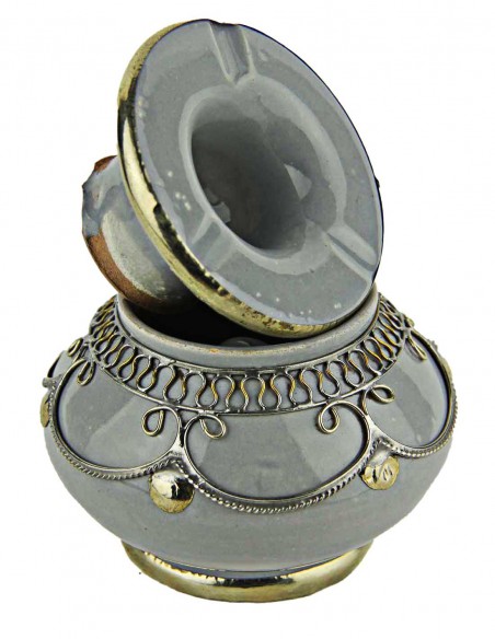 Cendrier marocain T1 gris à filigrane argenté