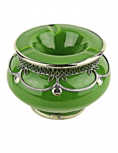 Moroccan ashtray T2, apple green with silver filigree