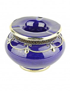 Moroccan ashtray T3, royal blue with silver filigree,...