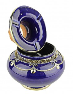 Moroccan ashtray T3, royal blue with silver filigree,... 2