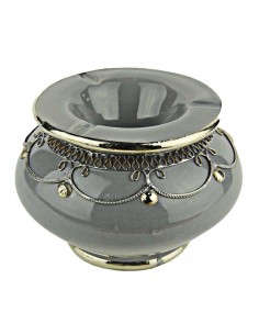Cendrier marocain T3 gris à filigrane argenté