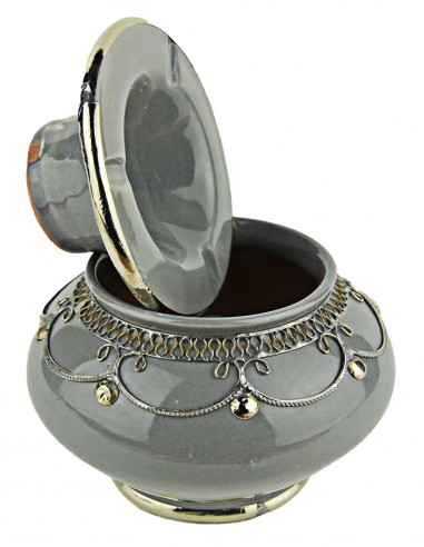 Cendrier marocain T3 gris à filigrane argenté