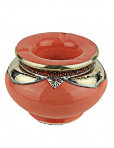 Moroccan ashtray T3, salmon with silver metal collar