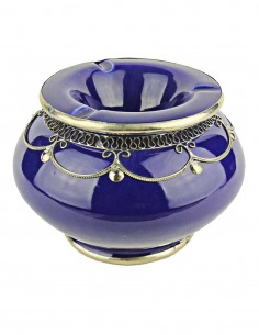 Moroccan ashtray T3, royal blue with silver filigree,...