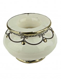 Cendrier marocain T3 blanc à filigrane argenté, modèle B