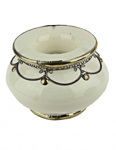 Moroccan ashtray T3, white with silver...