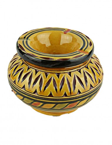 Moroccan ashtray T5, ochre with black engraved...