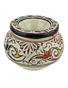 Moroccan ashtray T5, white with red and black engraved...
