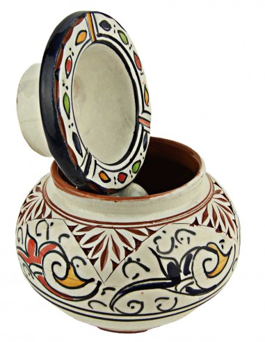 Moroccan ashtray T5, white with red and black...
