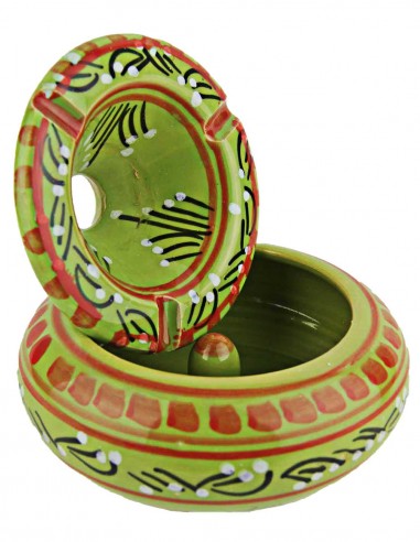 Moroccan ashtray T5, lime green with red...