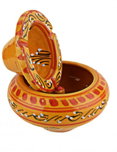 Moroccan ashtray T5, orange with lid and...