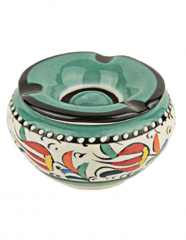 Colourful ashtray T2, mint green with floral...