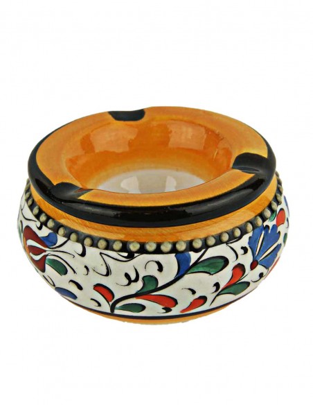 Colourful ashtray T2, orange with floral pattern