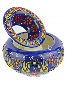 Colourful ashtray T3, royal blue with raised flowers and... 2