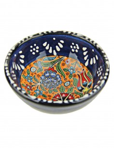 Bol turc bleu marine à fleurs en relief, 3,25 po